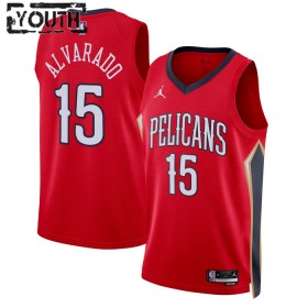 Barn New Orleans Pelicans Tröja Jose Alvarado 15 Jordan 2022-23 Statement Edition Röd Swingman
